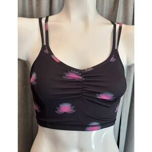 FP Movement Black Floral Sports Bra Strappy Back Yoga Athletic Top Xsmall
